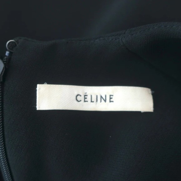 Celine Sleeveless Peplum Dress Black Crepe Size 42 - Picture 6 of 7